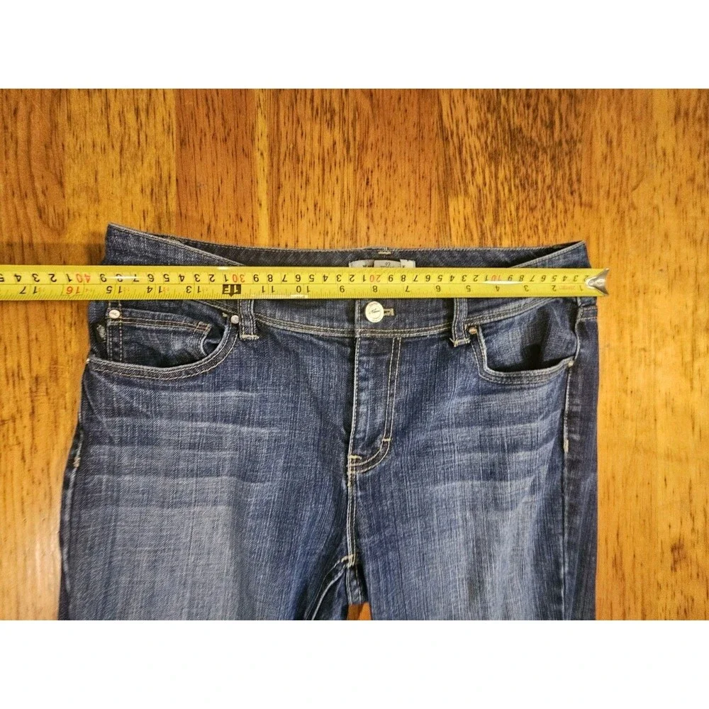 WHBM Blanc Bootcut Jeans Size 6S 6 Short Medium Dark Wash Stretch Denim EUC